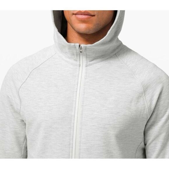 Lululemon City Sweat Full Zip Hoodie Heathered Ultra Light Grey Sea Salt Size L - Picture 3 of 10